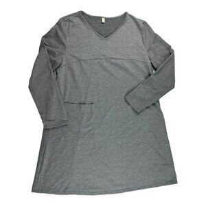 Anself Long Sleeve V-neck Dress Grey Size 2XL